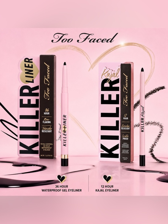 Too Faced Other - Too Faced Killer Eyeliner Duo - Kajal & 36 Hr Gel Waterproof Liner - Black, NEW